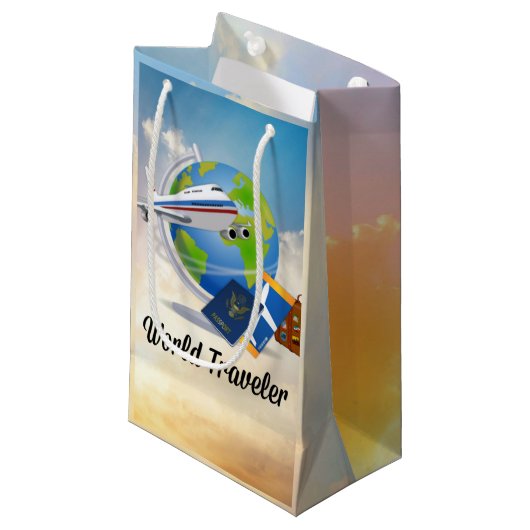 World Traveller - Design #2 Kleine Geschenktüte (Vorderseite Schrägansicht)