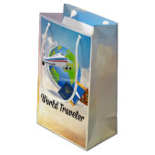 World Traveller - Design #2 Kleine Geschenktüte (Rückseite Schrägansicht)