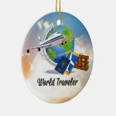 World Traveller, Design 2, mit Weihnachtsfeier Keramik Ornament (Rechts)
