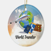 World Traveller, Design 2, mit Weihnachtsfeier Keramik Ornament (Links)