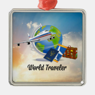 World Traveller - Design #2 Ornament Aus Metall