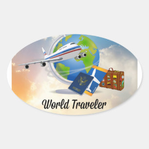 World Traveller, Design 2 Ovaler Aufkleber