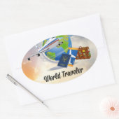 World Traveller, Design 2 Ovaler Aufkleber (Umschlag)