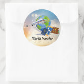 World Traveller, Design 2, Runder Aufkleber (Tasche)