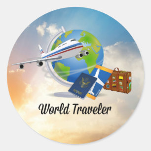 World Traveller, Design 2 Runder Aufkleber