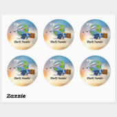 World Traveller, Design 2 Runder Aufkleber (Blatt)