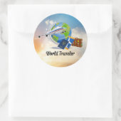 World Traveller, Design 2 Runder Aufkleber (Tasche)