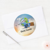 World Traveller, Design 2 Runder Aufkleber (Umschlag)