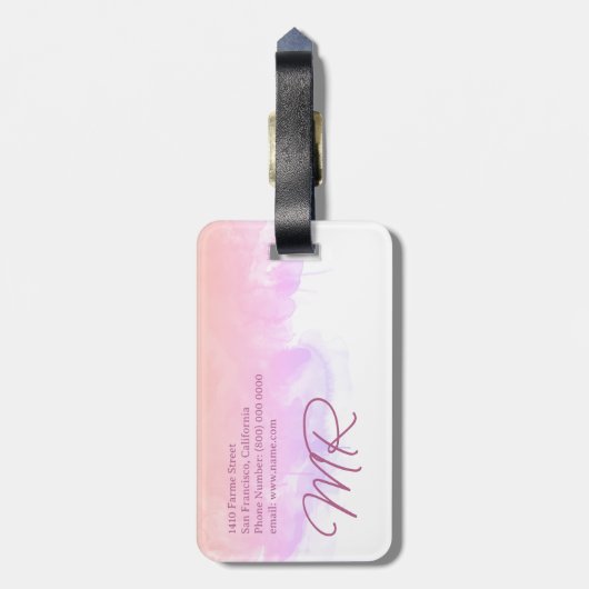 World Traveller Dusty Rose Map Name Gepäckmarke Gepäckanhänger (Rückseite vertikal)