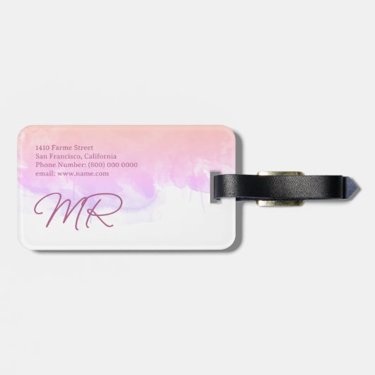 World Traveller Dusty Rose Map Name Gepäckmarke Gepäckanhänger (Rückseite horizontal)