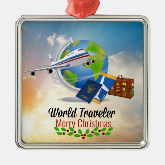 World Traveller, Frohe Weihnachten, Ornament Aus Metall (Vorne)