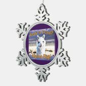 World Traveller - Funny Alpaca Bag Schneeflocken Zinn-Ornament (Rechts)