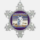 World Traveller - Funny Alpaca Bag Schneeflocken Zinn-Ornament (Vorderseite)