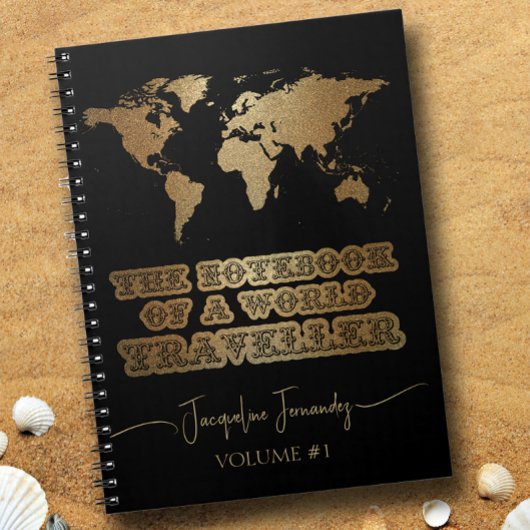 World Traveller Gold Glitzer Adventure World Map Notizblock