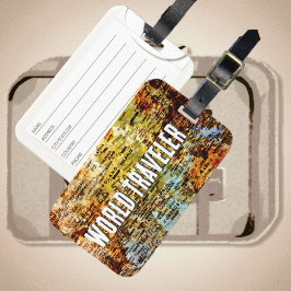 World Traveller International Map Abstrakt Gepäckanhänger