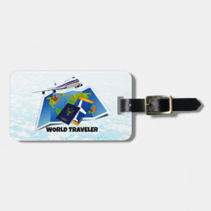 World Traveller - Karte, Reisepass und Fahrkarten Gepäckanhänger