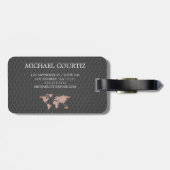 World Traveller map Brown Brush Metal Mit Monogram Gepäckanhänger (Rückseite horizontal)