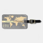 World Traveller Map Marble Glitzer Monogramm Name Gepäckanhänger (Vorderseite horizontal)