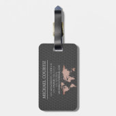 World Traveller Map Metal Mit Monogramm personalis Gepäckanhänger (Rückseite vertikal)
