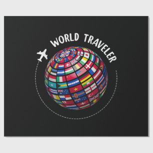 World Traveller Map, World Flags Traveller, Land Geschenkpapier