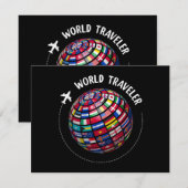 World Traveller Map, World Flags Traveller, Land Save The Date (Vorne/Hinten)