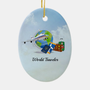 World Traveller, verpackt und bereit für die Reis Keramik Ornament