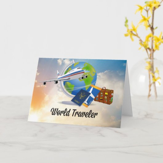 World Traveller, verpackt und bereit für die Reise Karte (Gelbe Blume)