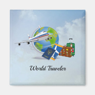 World Traveller, verpackt und bereit für die Reise Magnet
