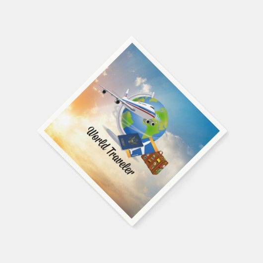 World Traveller, verpackt und bereit für die Reise Serviette (Ecke)