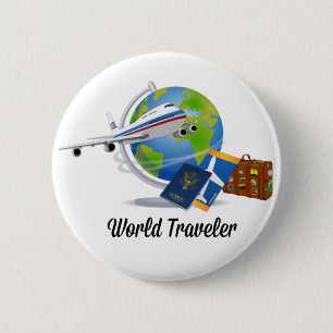 World Traveller, verpackt und einsatzbereit, Button