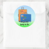 World Traveller, verpackt und einsatzbereit, Gepäc Runder Aufkleber (Tasche)