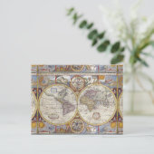 World Traveller Vintag Map Thunder_Cove Postkarte (Stehend Vorderseite)
