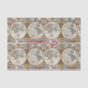 World Traveller Vintag Map Thunder_Cove Seidenpapier