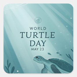 World Turtle Day Underwater Sea Turtle Art Quadratischer Aufkleber