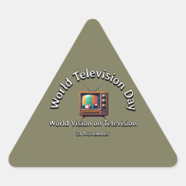 World Vision on Television. Fernsehtag. Dreieckiger Aufkleber