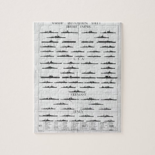 World War II Navy Battleship Recognition Chart Puzzle (Vertikal)