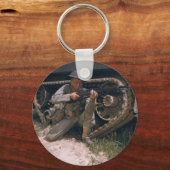 World War II Soldier Kneeling with Garand Rifle Schlüsselanhänger (Vorderseite)