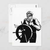 World war two navy captain sailor helmsman postkarte (Vorne/Hinten)