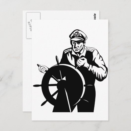 World war two navy captain sailor helmsman postkarte (Vorne/Hinten)