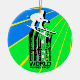 World Winter Sport Ski Ornament
