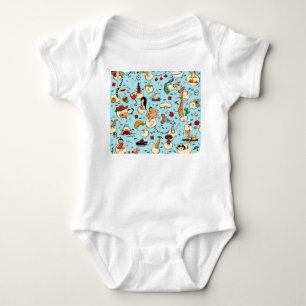 World Wonders: Farbenfrohe blaue Muster. Baby Strampler