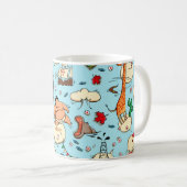 World Wonders: Farbenfrohe blaue Muster. Kaffeetasse (VorderseiteRechts)