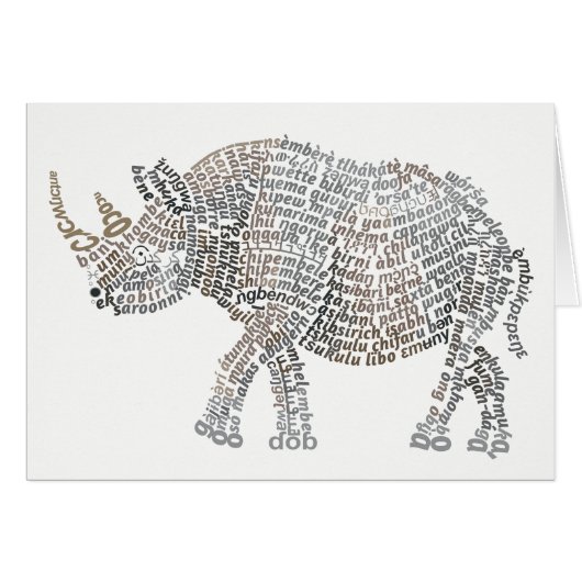 World Word African Rhino Card (Vorderseite (Horizontal))