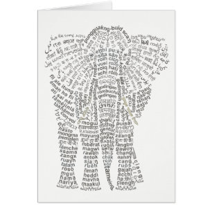 World Word Asian Elephant Card