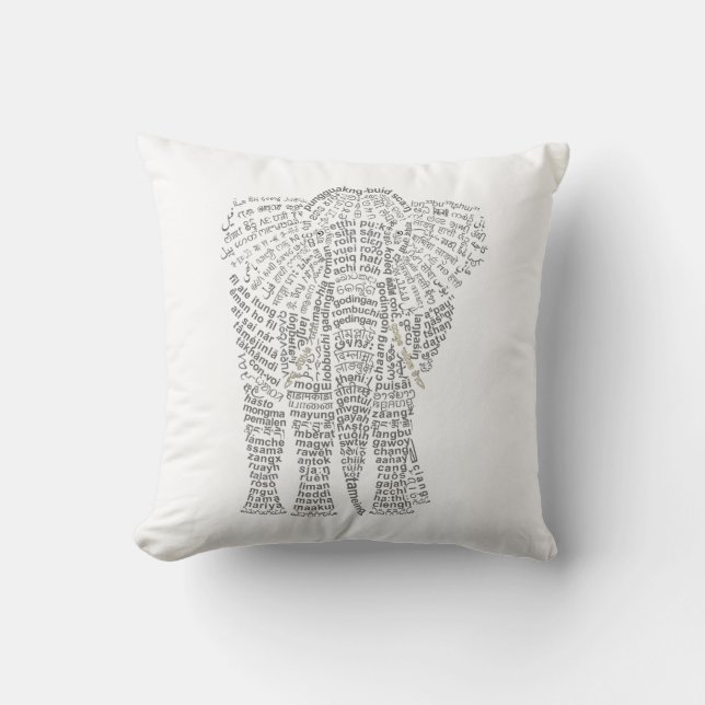 World Word Asian Elephant Pillow Kissen (Vorderseite)