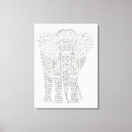 World Word Asian Elephant Stretched Canvas Print Leinwanddruck