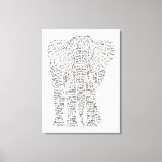 World Word Asian Elephant Stretched Canvas Print Leinwanddruck (Vorderseite)