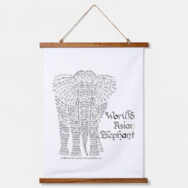 World Word Asian Elephant Tapestry Wandteppich Mit Holzrahmen