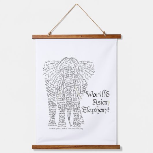 World Word Asian Elephant Tapestry Wandteppich Mit Holzrahmen (Vorderseite)