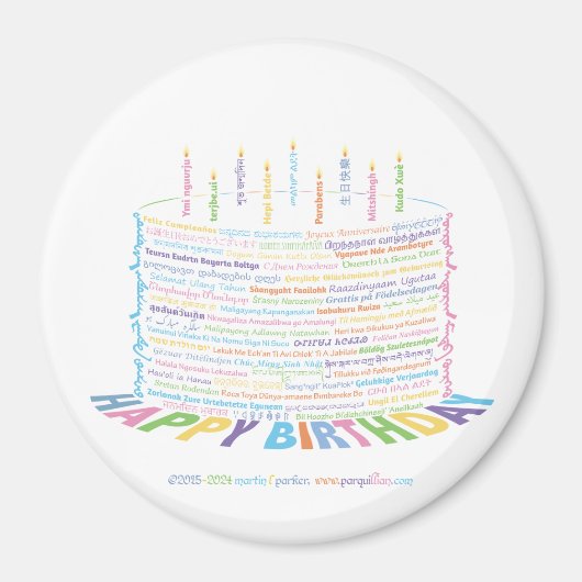 World Word Birthday Cake Magnet (Vorne)